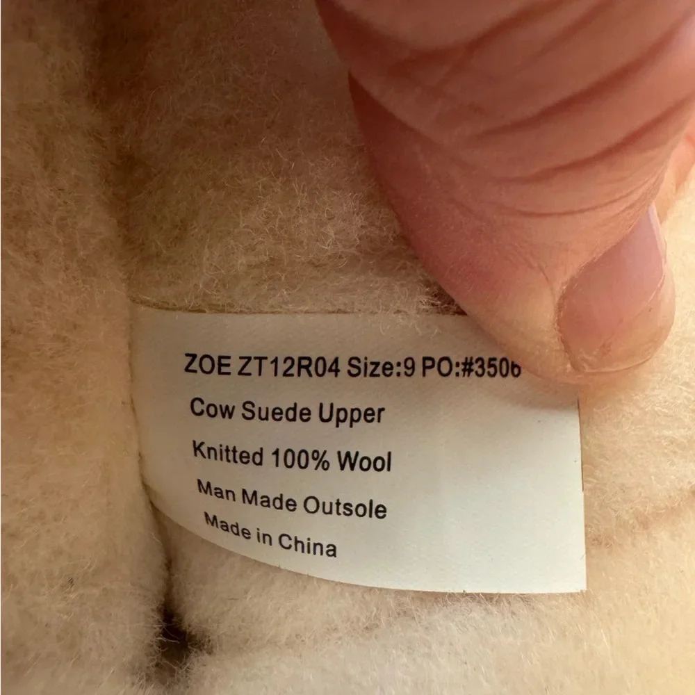 Suede Wool Lined Mid-Calf Boots Tan Ankle Strap Accent‎ size 9 Cozy Tara M Zoe